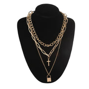 Layered Lock Chain Choker Necklace for Women – Y2K Goth Grunge Aesthetic