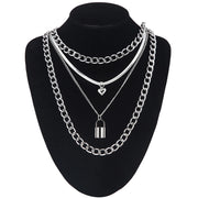 Layered Lock Chain Choker Necklace for Women – Y2K Goth Grunge Aesthetic