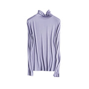 100% Mulberry Silk Turtleneck Long Sleeve Top for Women – Slim Fit Solid Bottoming Shirt