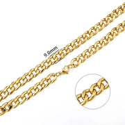 Stainless Steel Curb Cuban Link Chain Necklace for Men/Women – Gold, Silver & Black