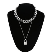 Layered Lock Chain Choker Necklace for Women – Y2K Goth Grunge Aesthetic
