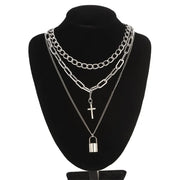 Layered Lock Chain Choker Necklace for Women – Y2K Goth Grunge Aesthetic