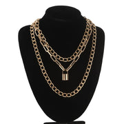 Layered Lock Chain Choker Necklace for Women – Y2K Goth Grunge Aesthetic