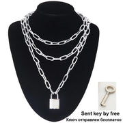Layered Lock Chain Choker Necklace for Women – Y2K Goth Grunge Aesthetic