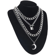 Layered Lock Chain Choker Necklace for Women – Y2K Goth Grunge Aesthetic