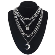 Layered Lock Chain Choker Necklace for Women – Y2K Goth Grunge Aesthetic