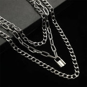 Layered Lock Chain Choker Necklace for Women – Y2K Goth Grunge Aesthetic
