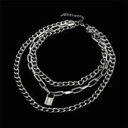 Layered Lock Chain Choker Necklace for Women – Y2K Goth Grunge Aesthetic