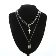 Layered Lock Chain Choker Necklace for Women – Y2K Goth Grunge Aesthetic