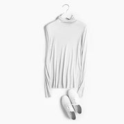 100% Mulberry Silk Turtleneck Long Sleeve Top for Women – Slim Fit Solid Bottoming Shirt
