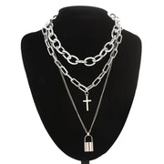 Layered Lock Chain Choker Necklace for Women – Y2K Goth Grunge Aesthetic