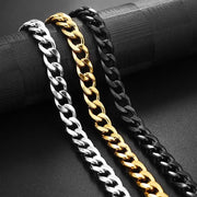 Stainless Steel Curb Cuban Link Chain Necklace for Men/Women – Gold, Silver & Black