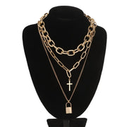 Layered Lock Chain Choker Necklace for Women – Y2K Goth Grunge Aesthetic
