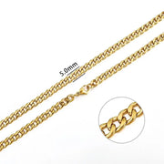 Stainless Steel Curb Cuban Link Chain Necklace for Men/Women – Gold, Silver & Black