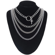 Layered Lock Chain Choker Necklace for Women – Y2K Goth Grunge Aesthetic