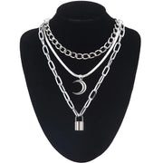 Layered Lock Chain Choker Necklace for Women – Y2K Goth Grunge Aesthetic