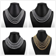 Stainless Steel Curb Cuban Link Chain Necklace for Men/Women – Gold, Silver & Black