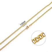 Stainless Steel Curb Cuban Link Chain Necklace for Men/Women – Gold, Silver & Black