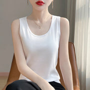 Mercerized Cotton Sleeveless Vest Top for Women – Soft Slim Fit Office Casual Cami