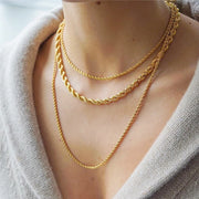 Premium Stainless Steel Rope Chain Necklace for Men/Women – Gold & Silver