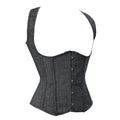 Grey Denim Underbust Corset Top Waist Cincher Bustier Vest Top with Shoulder Straps Women Body Shaper Plus Size