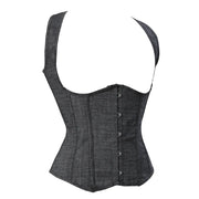 Women's Denim Underbust Corset Top | Waist Cincher Bustier with Shoulder Straps | Plus Size S–6XL