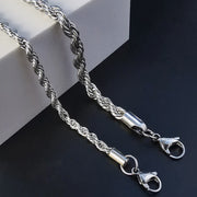 Premium Stainless Steel Rope Chain Necklace for Men/Women – Gold & Silver