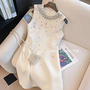 Crystal Embellished Mini Dress – Romantic Evening Party Gown