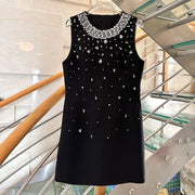 Crystal Embellished Mini Dress – Romantic Evening Party Gown