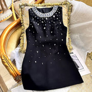 Crystal Embellished Mini Dress – Romantic Evening Party Gown