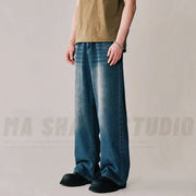 Men's Loose Wide Leg Jeans – Retro Washed Denim Trousers