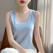 Mercerized Cotton Sleeveless Vest Top for Women – Soft Slim Fit Office Casual Cami