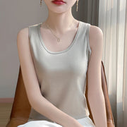 Mercerized Cotton Sleeveless Vest Top for Women – Soft Slim Fit Office Casual Cami