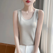 Mercerized Cotton Sleeveless Vest Top for Women – Soft Slim Fit Office Casual Cami