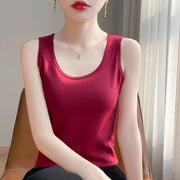 Mercerized Cotton Sleeveless Vest Top for Women – Soft Slim Fit Office Casual Cami