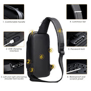 Anti-Theft Sling Bag – USB Charging Chest Bag with Lock