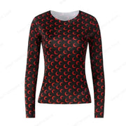 Moon Graphic Long Sleeve T-Shirt for Women – Y2K Grunge Korean Slim Tee