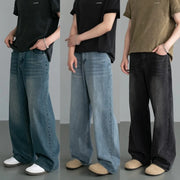 Men's Loose Wide Leg Jeans – Retro Washed Denim Trousers