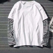 Y2K Harajuku Fake Two-Piece Long Sleeve Top – Loose Fit Unisex