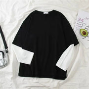 Y2K Harajuku Fake Two-Piece Long Sleeve Top – Loose Fit Unisex