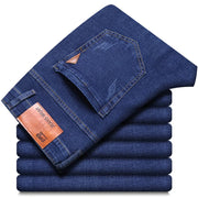 Men's Straight Fit Stretch Jeans – Slim Business Denim Trousers