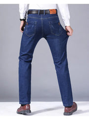 Men's Straight Fit Stretch Jeans – Slim Business Denim Trousers