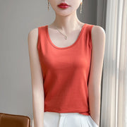 Mercerized Cotton Sleeveless Vest Top for Women – Soft Slim Fit Office Casual Cami