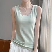 Mercerized Cotton Sleeveless Vest Top for Women – Soft Slim Fit Office Casual Cami