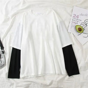 Y2K Harajuku Fake Two-Piece Long Sleeve Top – Loose Fit Unisex