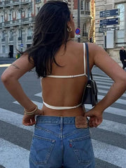 Lace-Up Backless Camisole Crop Top for Women – Sexy High Street Summer Tank