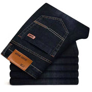 Men's Straight Fit Stretch Jeans – Slim Business Denim Trousers