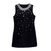 Crystal Embellished Mini Dress – Romantic Evening Party Gown