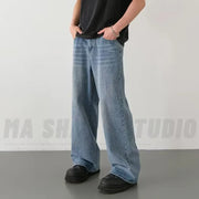 Men's Loose Wide Leg Jeans – Retro Washed Denim Trousers