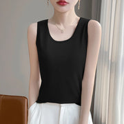 Mercerized Cotton Sleeveless Vest Top for Women – Soft Slim Fit Office Casual Cami